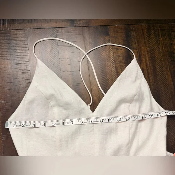 NWT H&M Elegant Cream Spaghetti Strap Dress size Medium linen blend - Picture 6 of 13